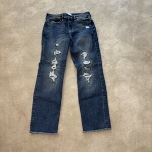 Abercrombie Kids Girls' High-rise Mini Mom Distressed Medium Blue Jeans 13/14